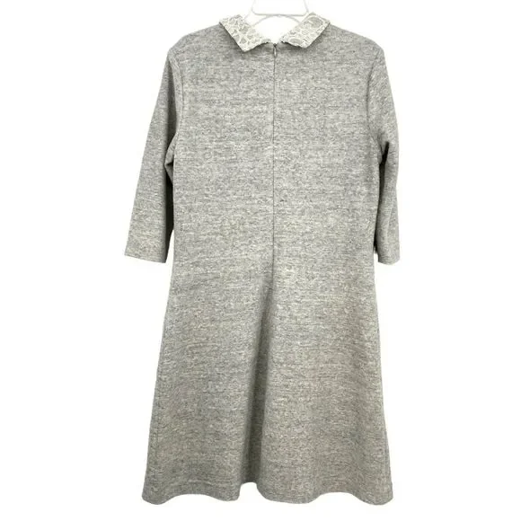 Anthropologie Leonor Silva Etain Dress Gray 3/4 Sleeves Lace Collar Women Large - Picture 6 of 16